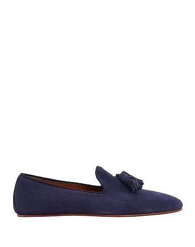 Slate blue Leather Loafers SUEDE LEATHER TASSEL SLIPPER
