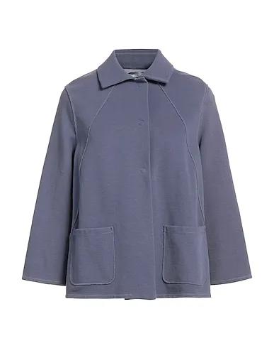 Slate blue Piqué Full-length jacket