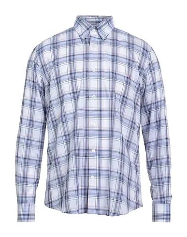 Slate blue Plain weave Checked shirt