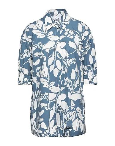 Slate blue Plain weave Floral shirts & blouses