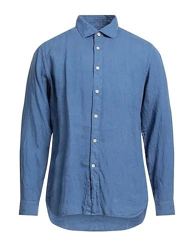 Slate blue Plain weave Linen shirt