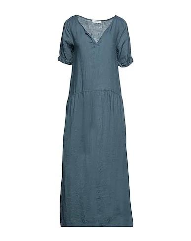Slate blue Plain weave Long dress