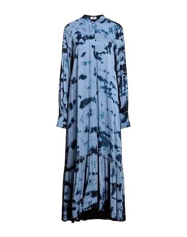Slate blue Plain weave Long dress