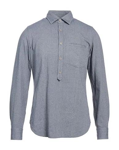 Slate blue Plain weave Patterned shirt