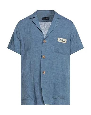Slate blue Plain weave Solid color shirt