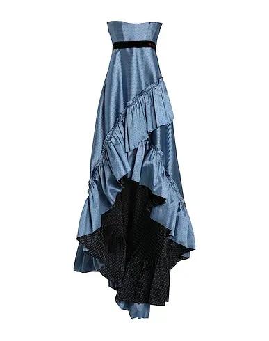 Slate blue Satin Long dress