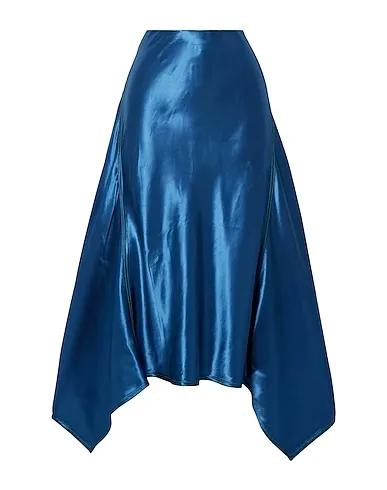 Slate blue Satin Midi skirt