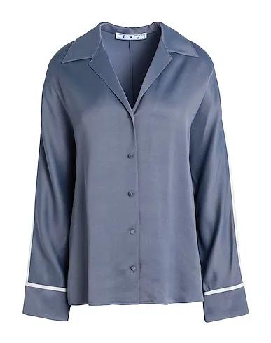 Slate blue Satin Solid color shirts & blouses