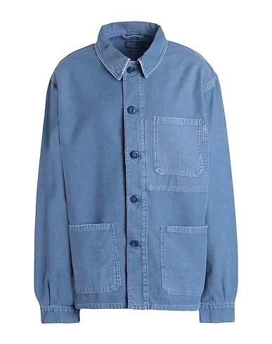 Slate blue Solid color shirts & blouses COTTON CHORE JACKET
