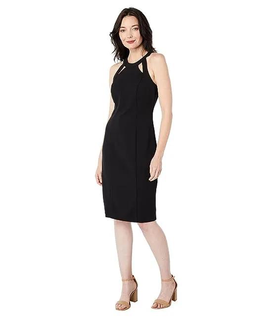 Sleeveless Cocktail Dress with Neckband and Keyholes