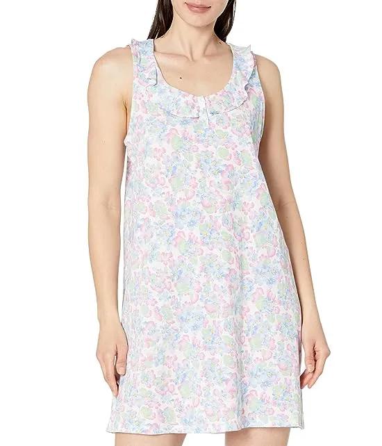 Sleeveless Cotton Blend Floral Gown