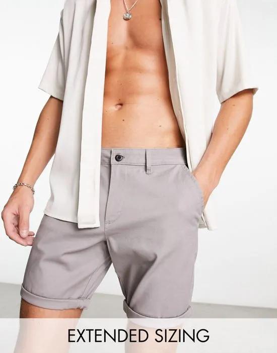slim chino shorts in light gray