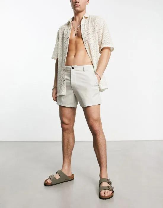 slim chino shorts in short length in beige