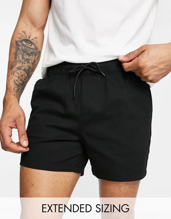 slim chino shorts with elastic waist in black
