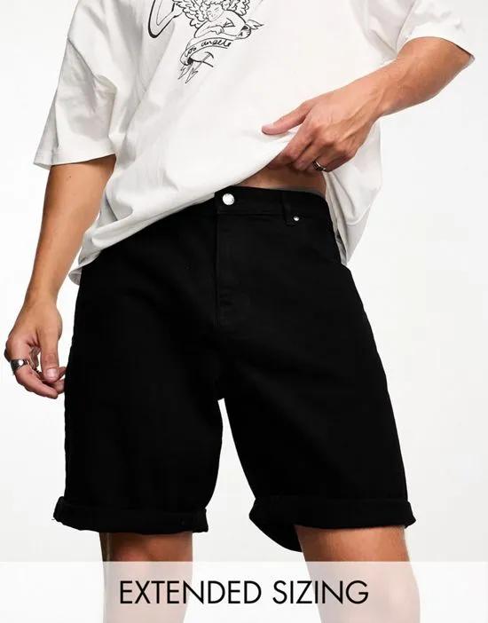 slim denim shorts in black