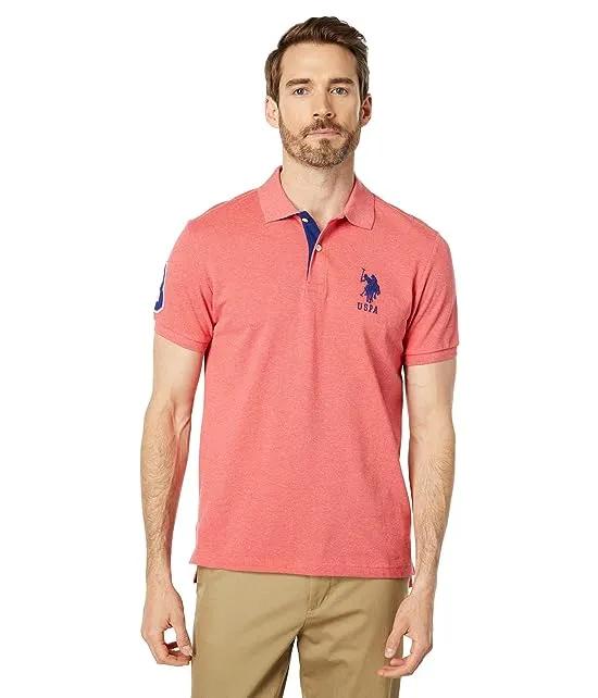 Slim Fit Big Horse Polo with Stripe Collar