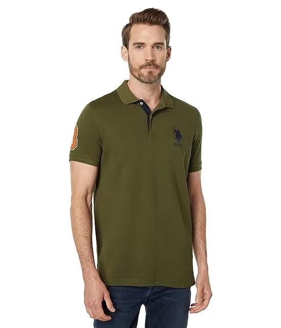 Slim Fit Big Horse Polo with Stripe Collar