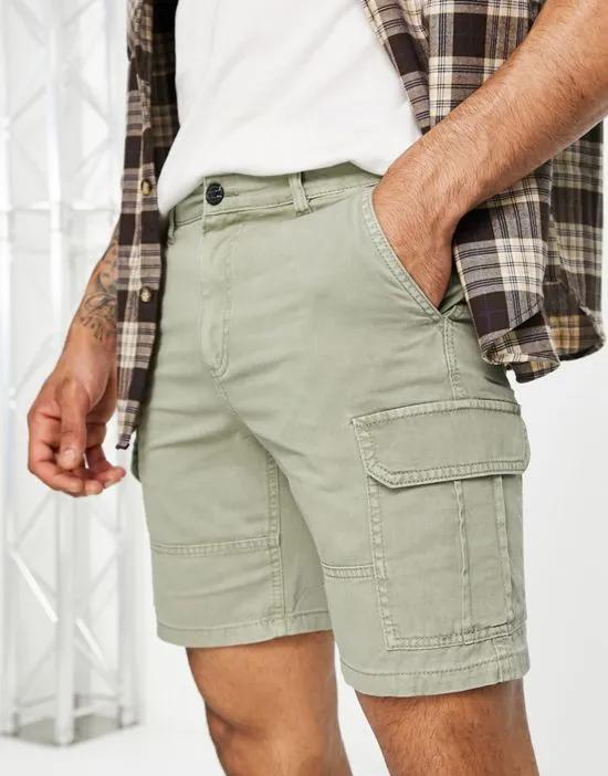 slim fit cargo shorts in khaki