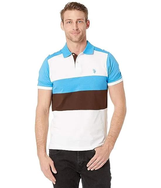 Slim Fit Chest Stripe Color Block Polo Shirt