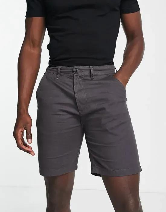 slim fit chino shorts in charcoal