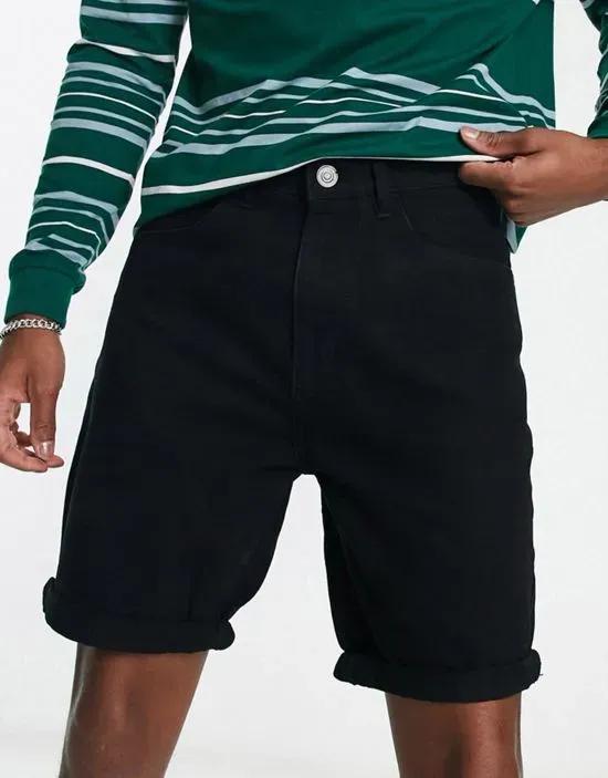 slim fit denim shorts in black