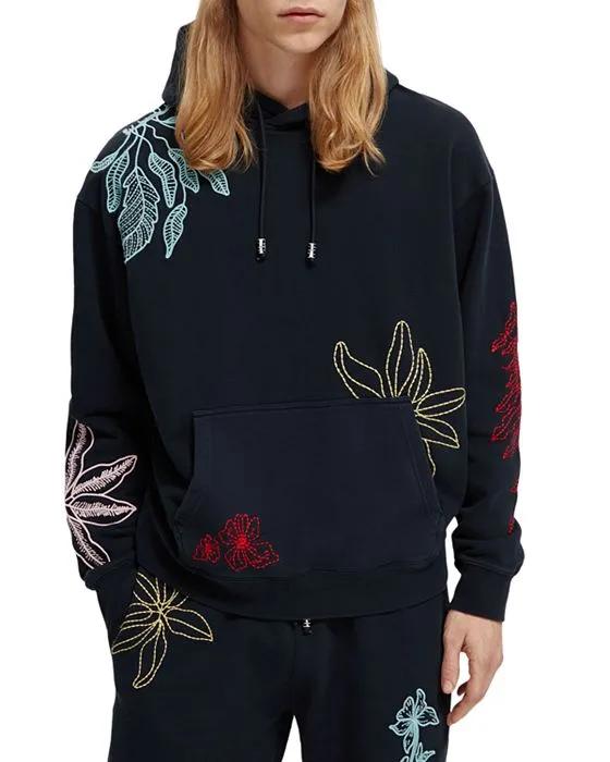 Slim Fit Embroidered Pullover Hoodie