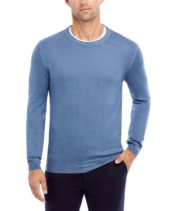 Slim Fit Garment Dyed Wool Crewneck Sweater