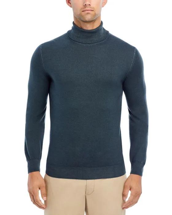 Slim Fit Garment Dyed Wool Turtleneck Sweater