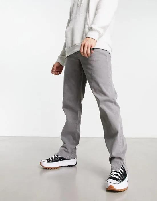 slim fit jeans with side split in gray