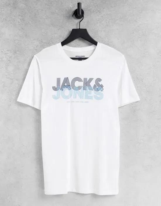 slim fit large logo t-shirt in off white