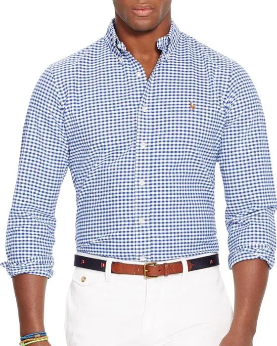 Slim Fit Long Sleeve Gingham Checked Button Down Shirt