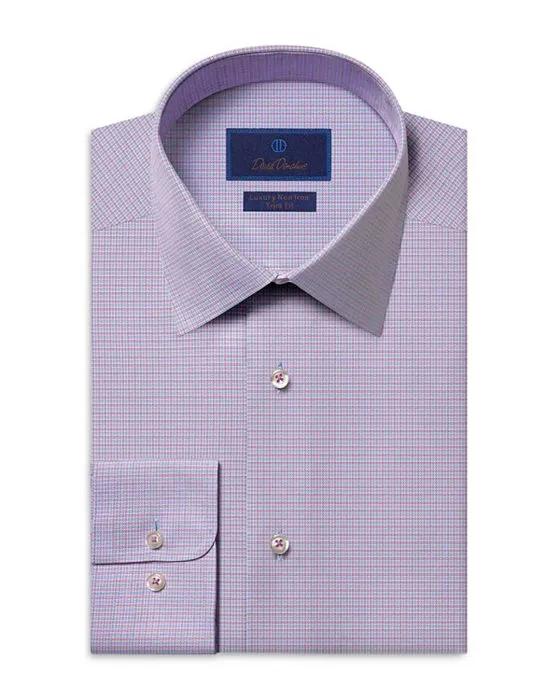 Slim Fit Micro Textured Oxford Button Front Dress Shirt