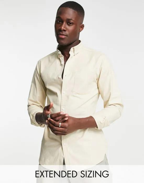 slim fit oxford shirt in light stone