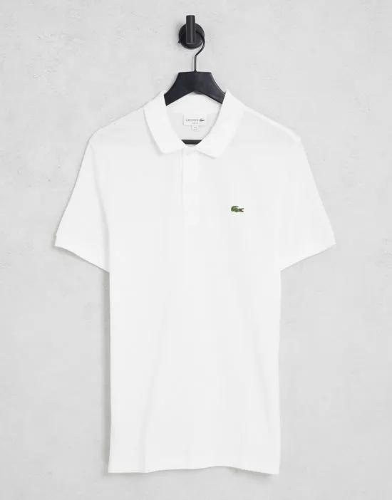 slim fit pique polo in white