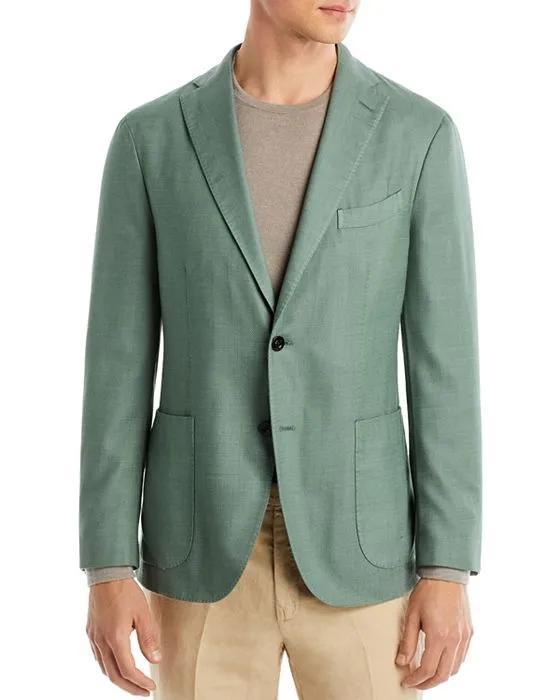 Slim Fit Sage Green Garment Dyed Hopsack Jacket
