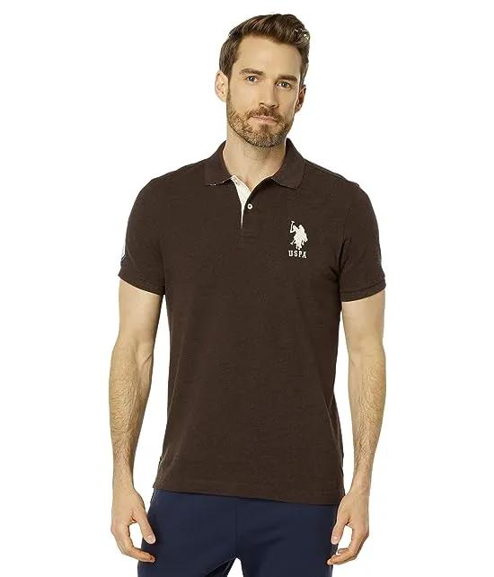 Slim Fit Solid Polo w/ Contrast Striped Underside of Collar