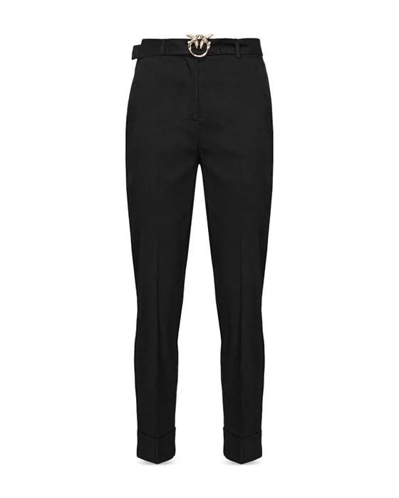 Slim Fit Stretch Linen Blend Trousers