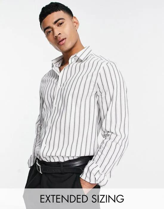 slim fit stripe work shirt in white