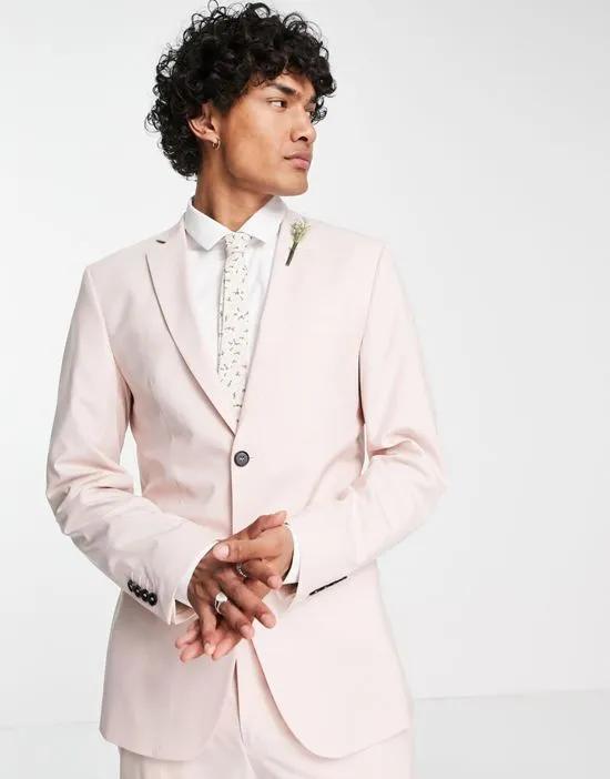 slim fit suit jacket in dusty pink