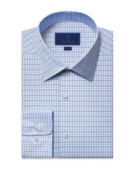 Slim Fit Twill Check Button Front Dress Shirt