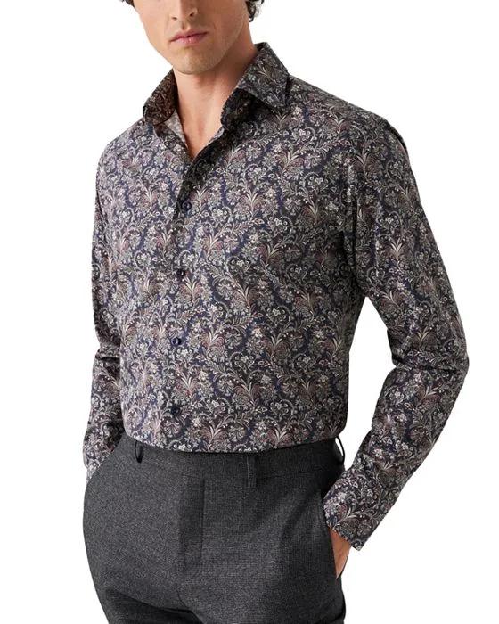 Slim Fit Twill Paisley Button Front Shirt