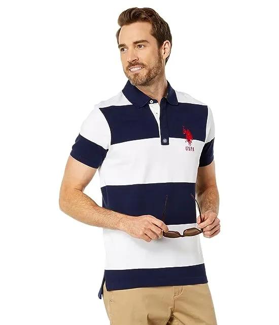 Slim Fit Yarn-Dye Stripe Pique Knit Shirt