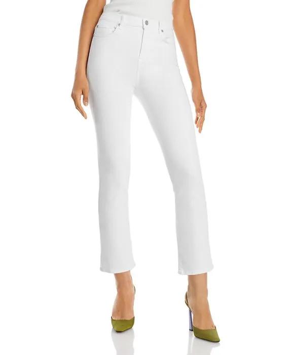 Slim Illusion High Rise Ankle Flare Jeans in Luxe White