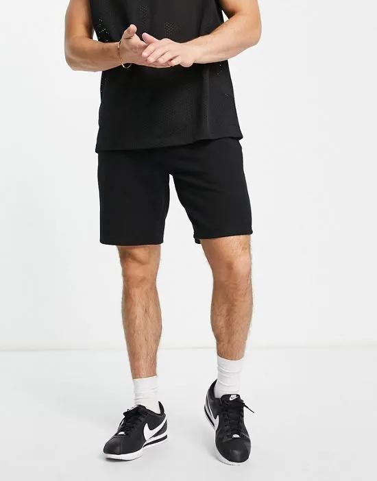 slim jersey shorts in black