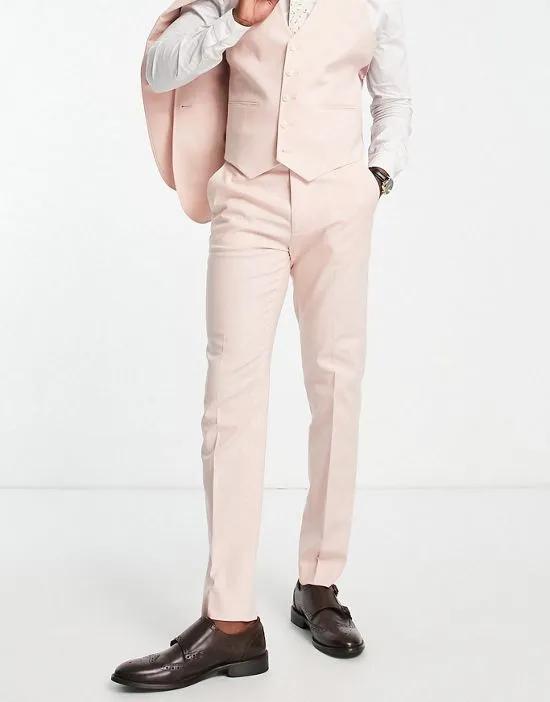 slim linen mix suit pants in pink