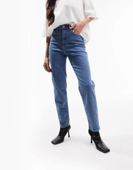 slim mom jeans in mid blue