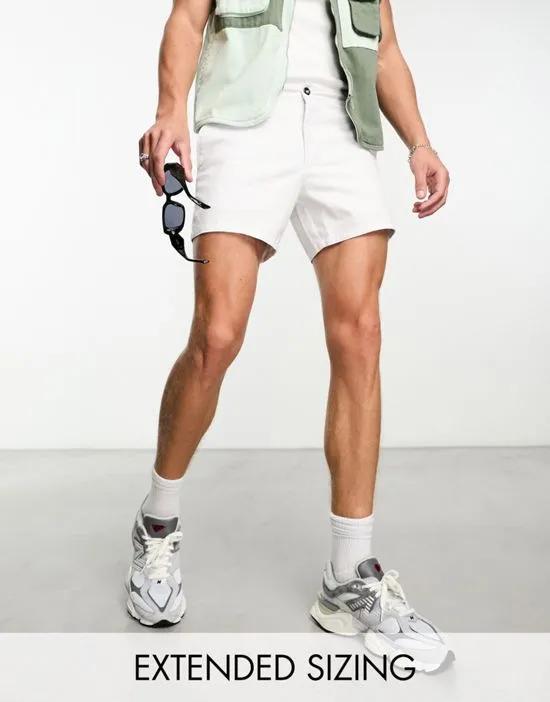 slim shorts in shorter length in white