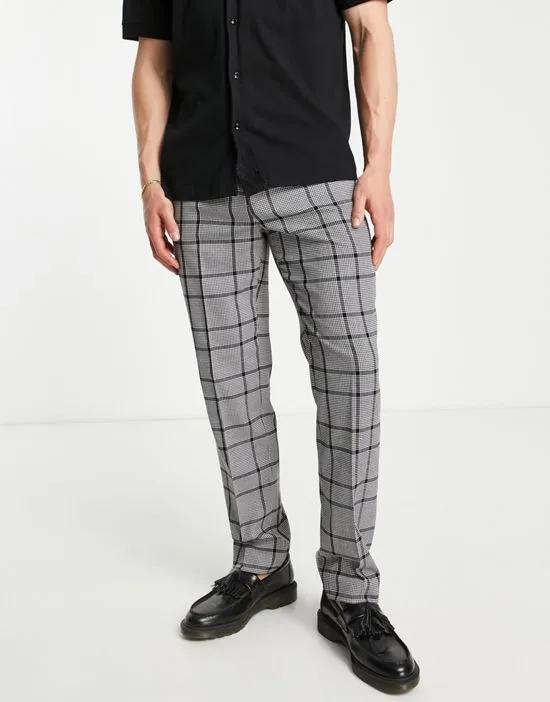 slim smart pants in gray plaid