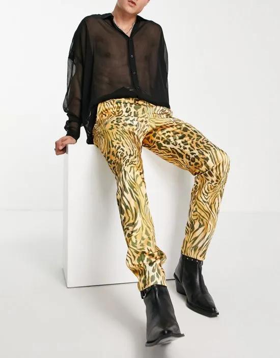 slim smart pants in leopard print