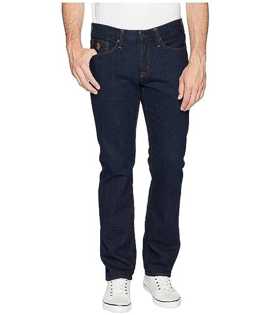 Slim Straight Five-Pocket Denim Jeans in Blue